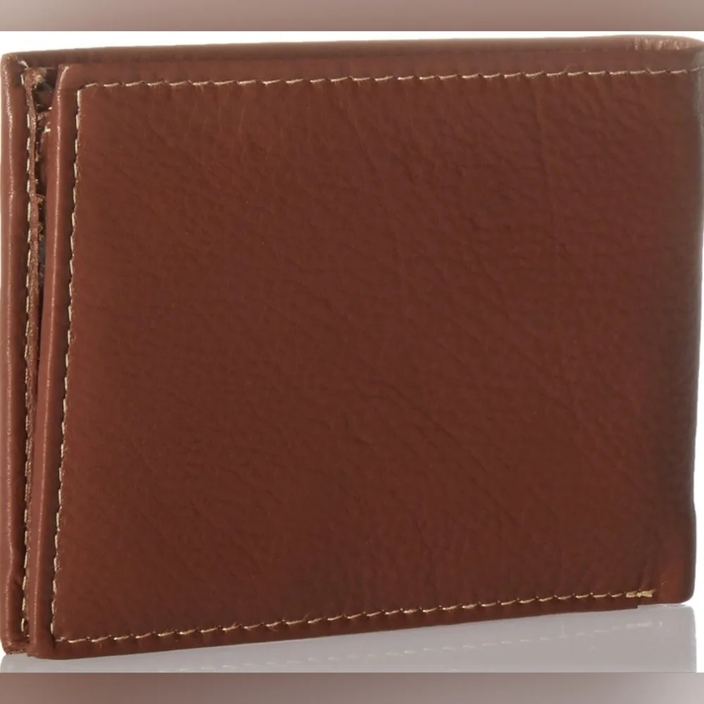 Timberland Men's Wellington Leather RFID Bi Fold Commuter Wallet In Cognac, New!